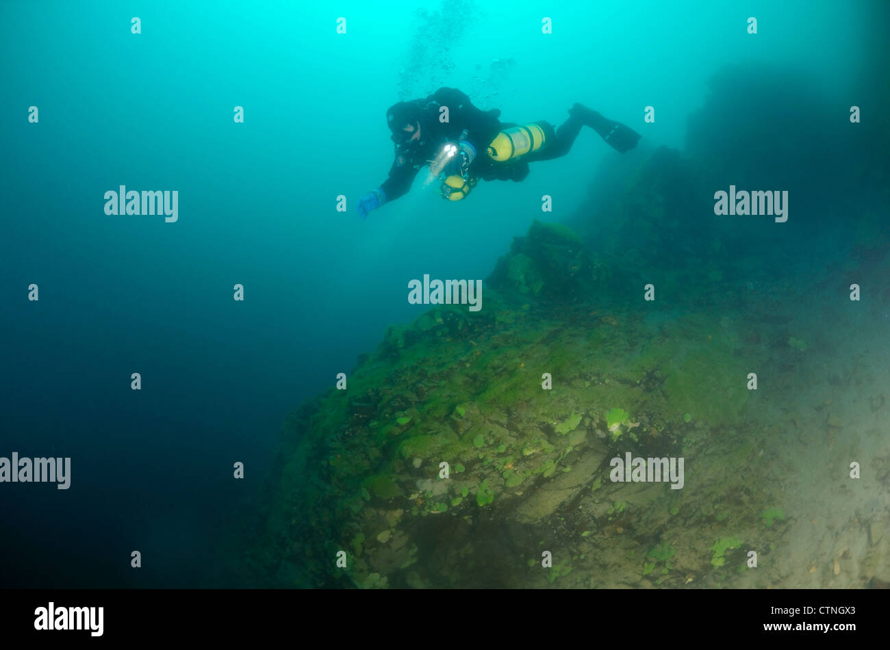 Tauchen in den Baikalsee, Sibirien, der Russischen Föderation, Eurasien. Stockfoto