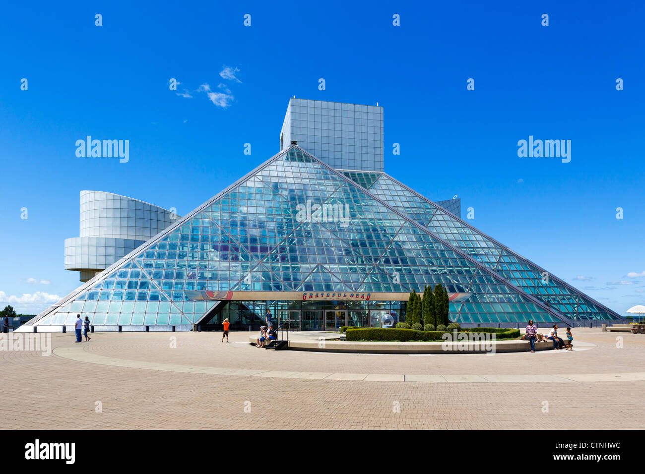 Die Rock And Roll Hall Of Fame Museum am Ufer des Lake Erie, North Coast Harbor, Cleveland, Ohio, USA Stockfoto