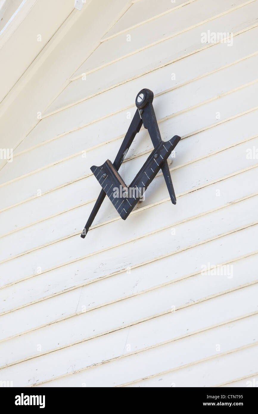 Symbol der Freimaurer-Loge in Black Creek Pioneer Village, Toronto, Ontario, Kanada Stockfoto
