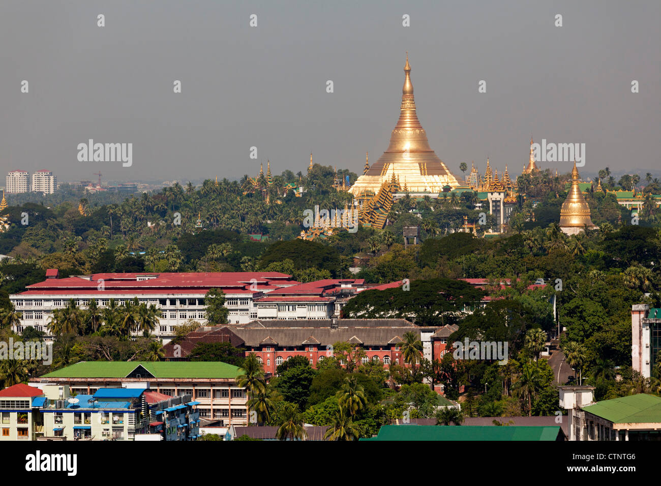 Skyline von Yangon, Shwedagon Pagode, Myanmar Stockfoto