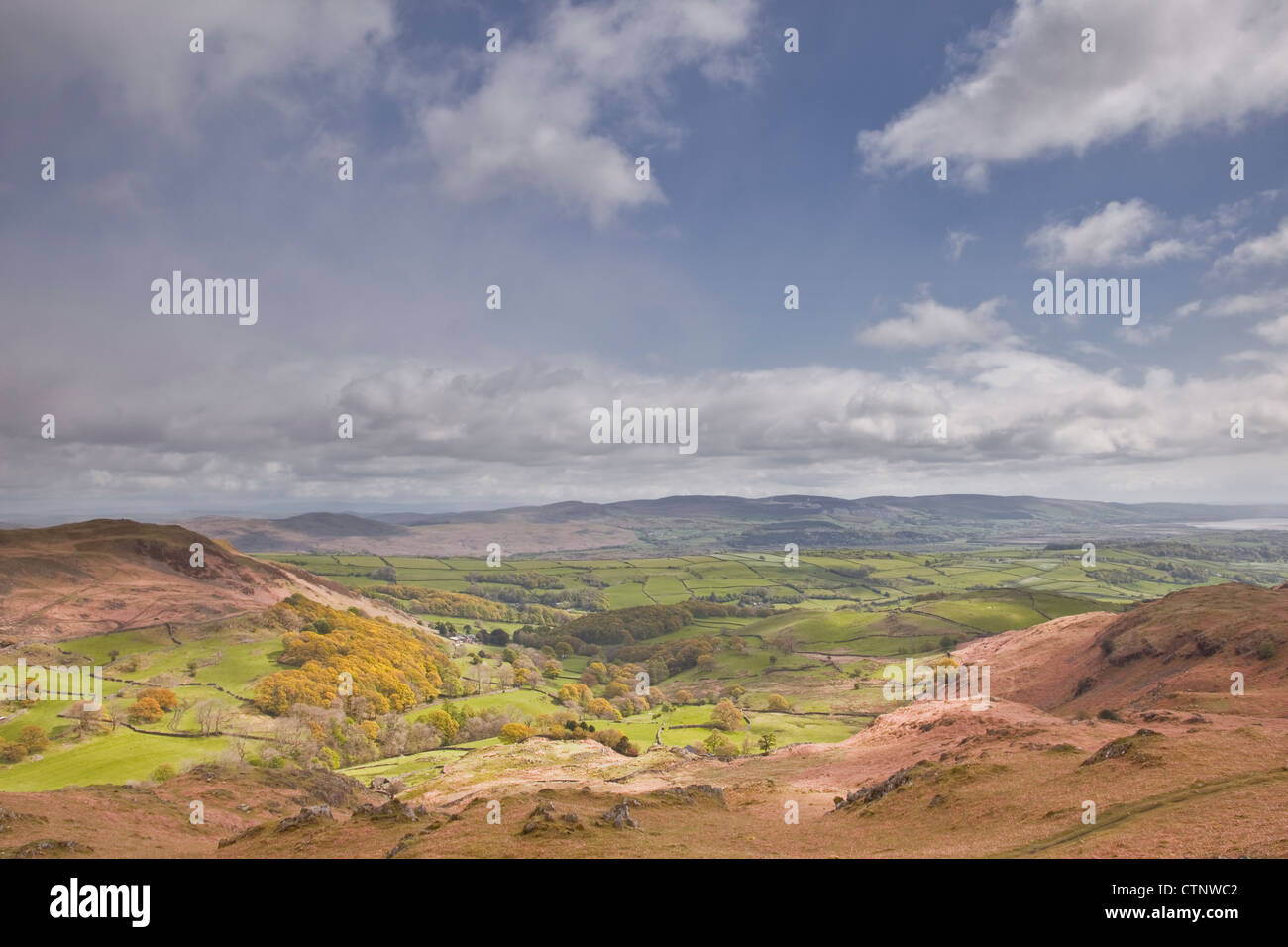 Blick über den Lake District National Park von der Dunnerdale Fells, Cumbria, England. Stockfoto
