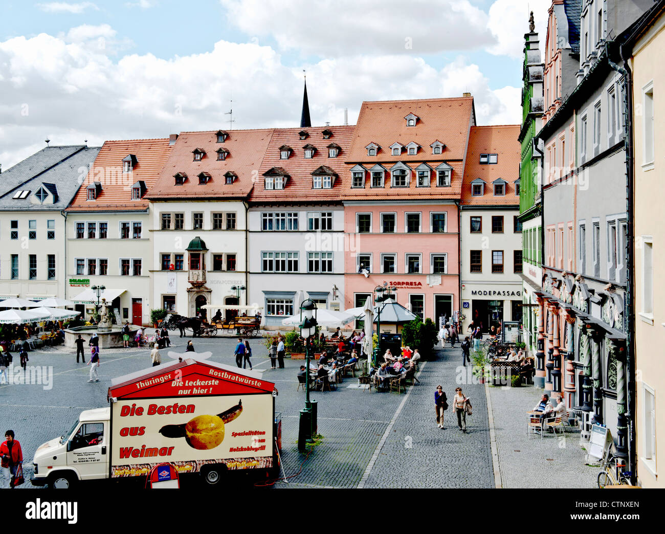 Weimar - Marktplatz Stockfoto