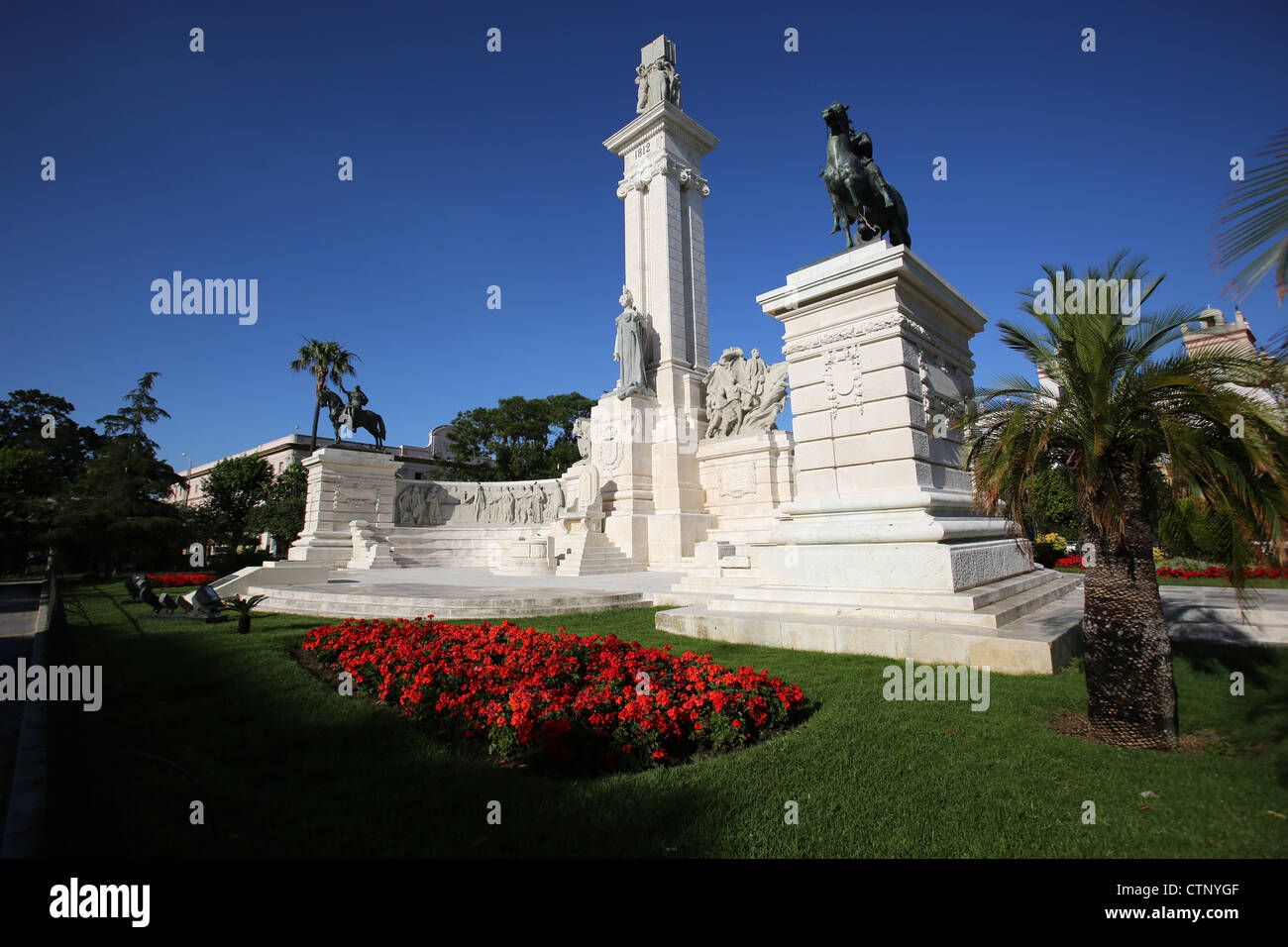 Von Cadiz, Spanien. Denkmal der Verfassung befindet sich in der Plaza de Espana. Stockfoto