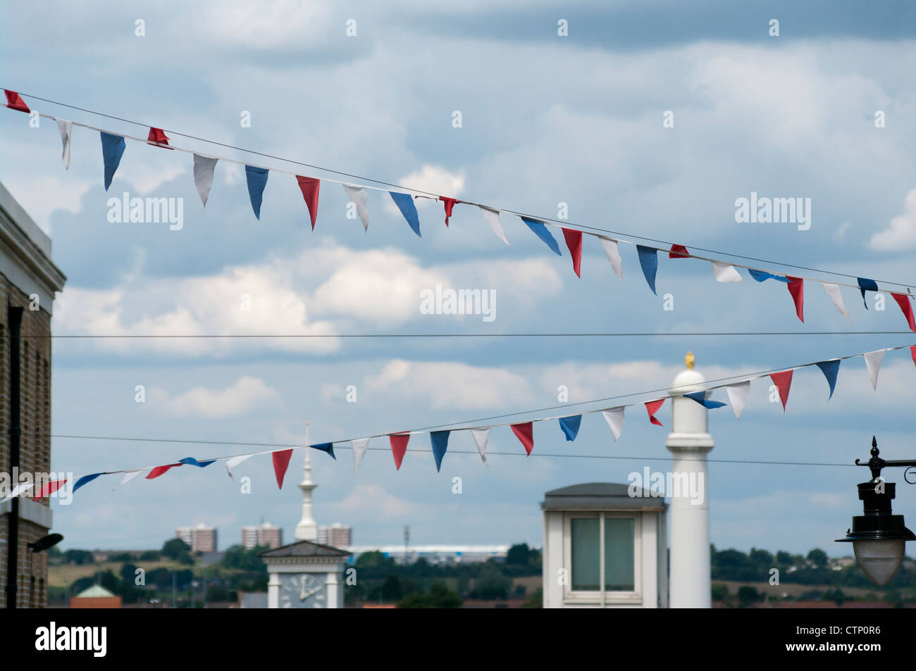 Rot, weiß und blau Street Ammer UK Stockfoto
