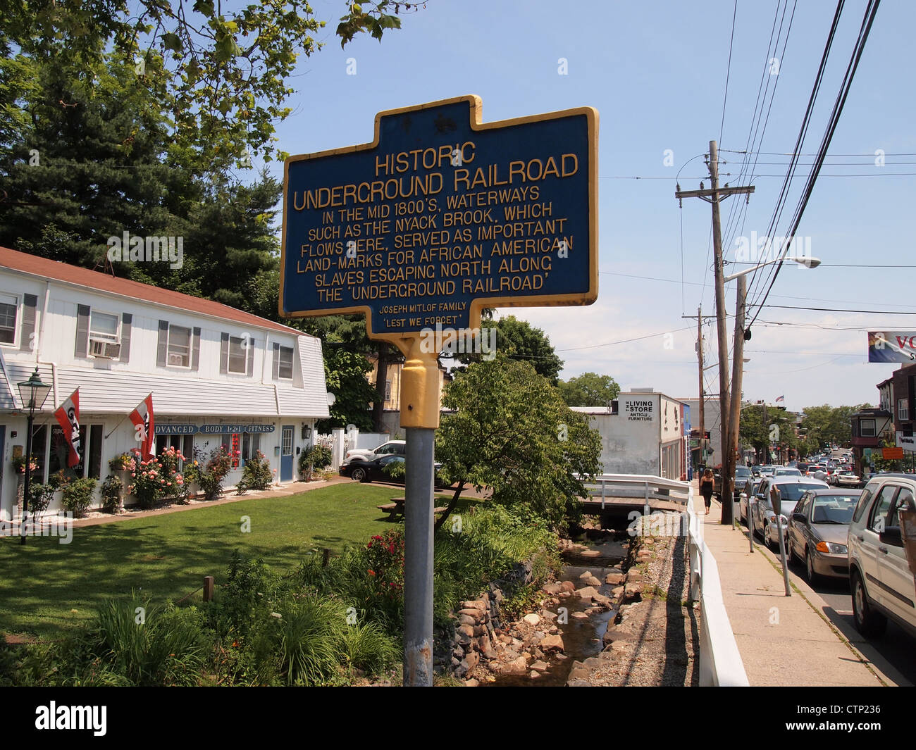 Afroamerikanischer Sklaven Underground Railroad Marker in Nyack, New York, USA, 10. Juni 2012, © Katharine Andriotis Stockfoto