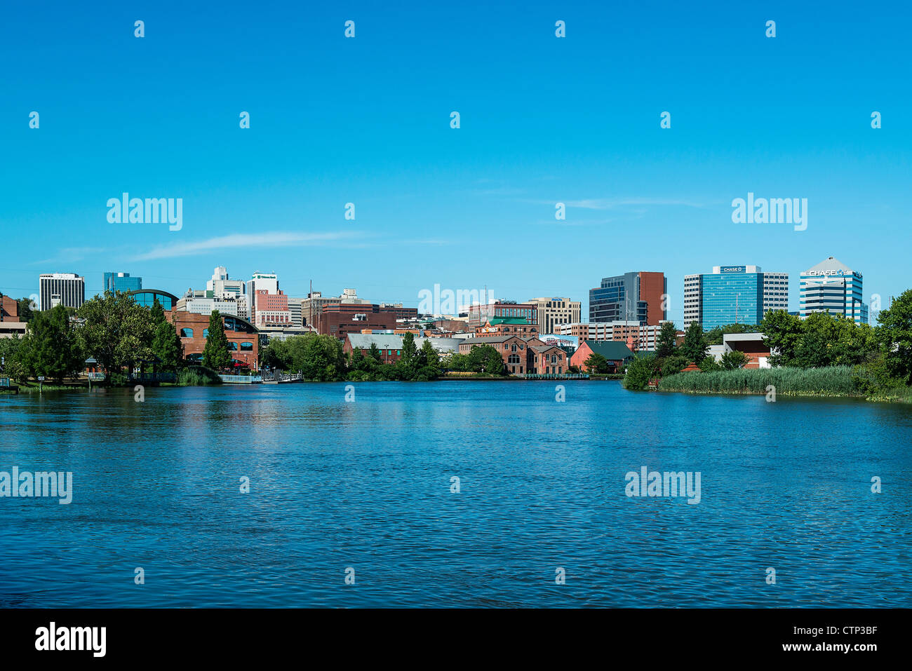 Skyline von Wilmington und Fluss, Delaware, USA Stockfoto