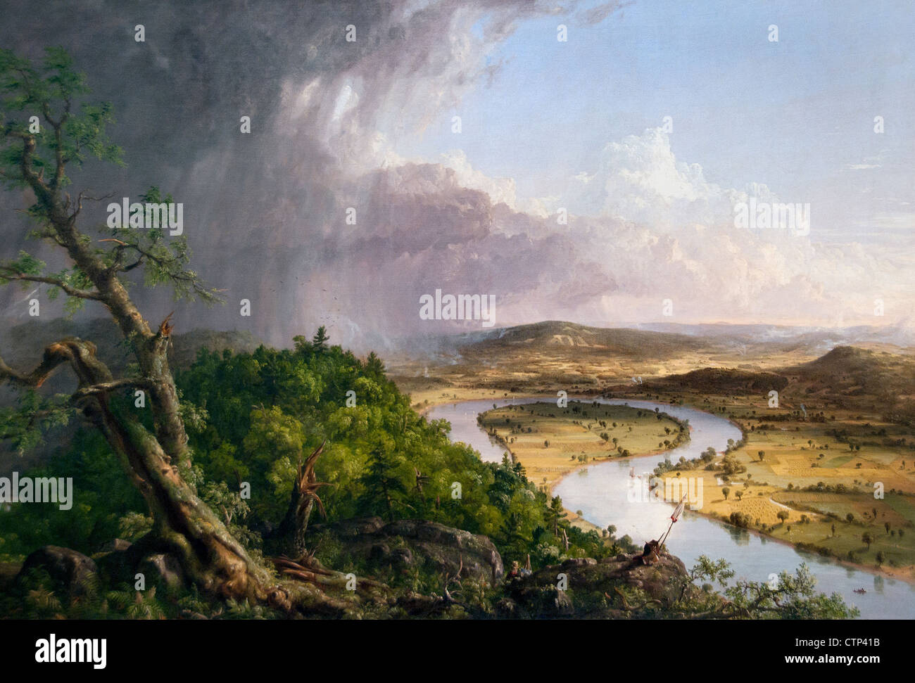Blick vom Mount Holyoke Northampton Massachusetts nach Gewitter Oxbow 1836 Thomas Cole Amerikaner / Vereinigte Staaten von Amerika Stockfoto