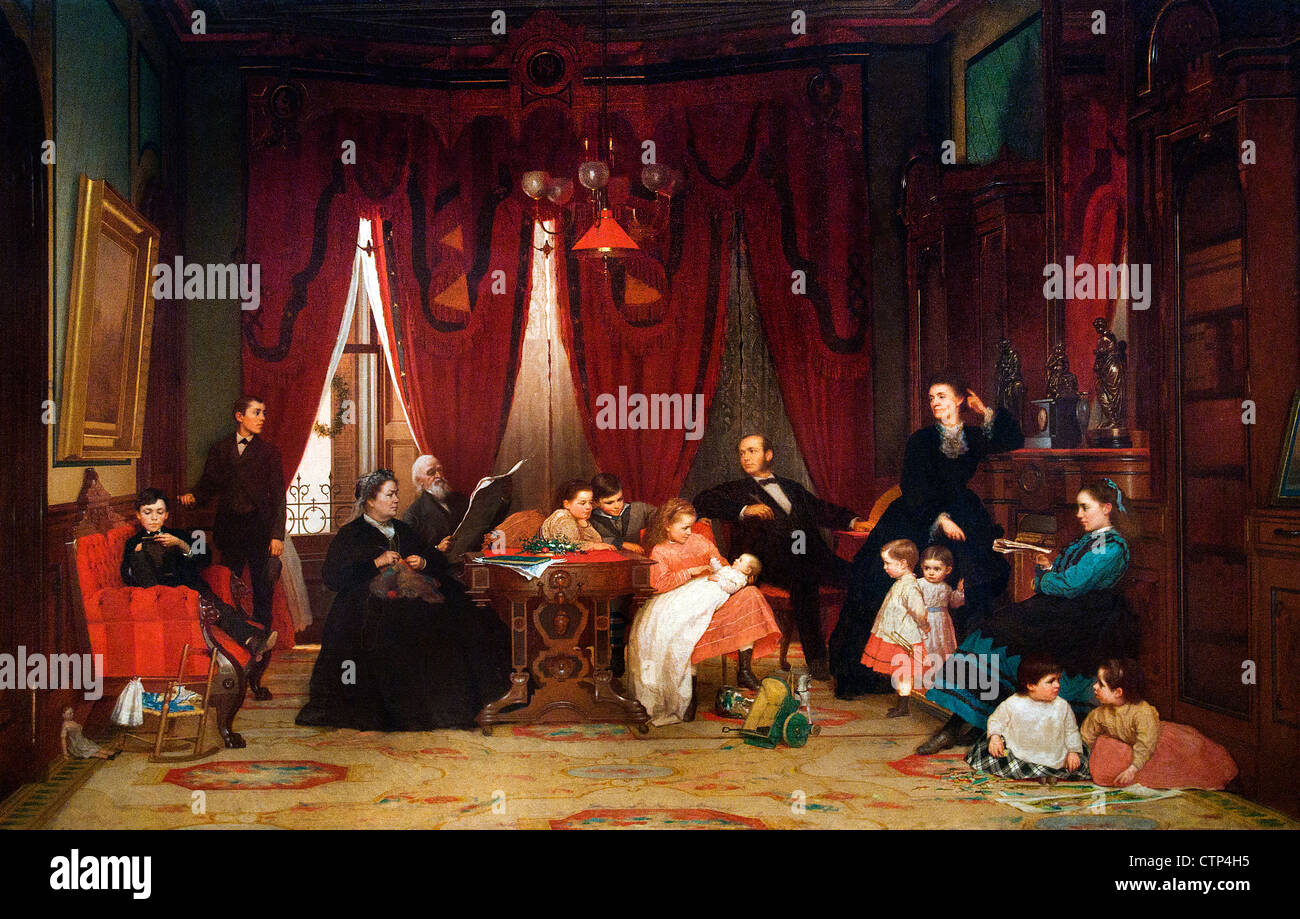 Der Schraffur Familie 1870 Eastman Johnson Amerikaner Vereinigte Staaten von Amerika Stockfoto