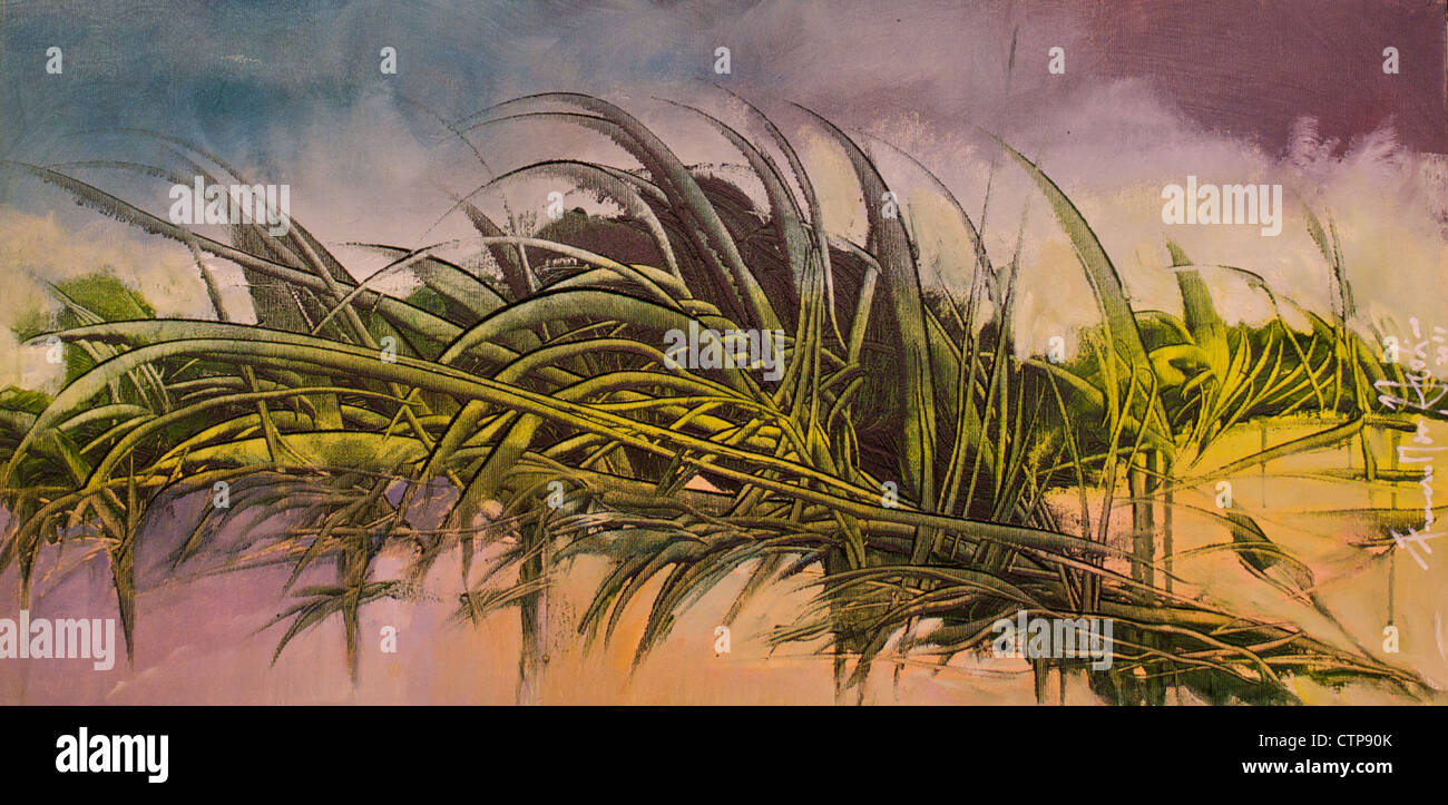 Feuchtgebiet - Öl auf Leinwand, künstlerische Vision von einem Moor Stockfoto