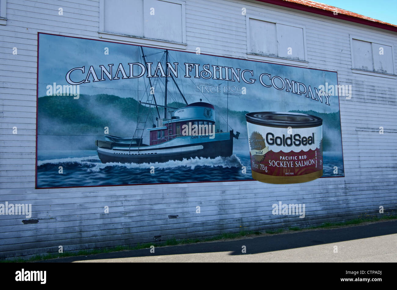 Goldsiegel Lachs Billboard Stockfoto