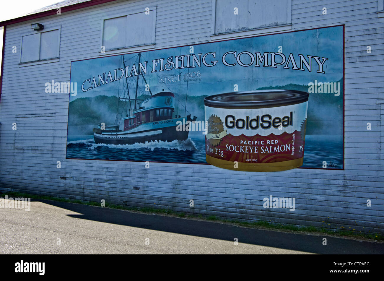 Goldsiegel Lachs Billboard Stockfoto