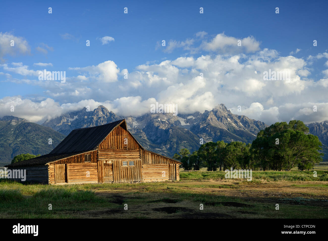 Süden Mormone Zeile Scheunen, Grand-Teton-Nationalpark, Wyoming, USA Stockfoto