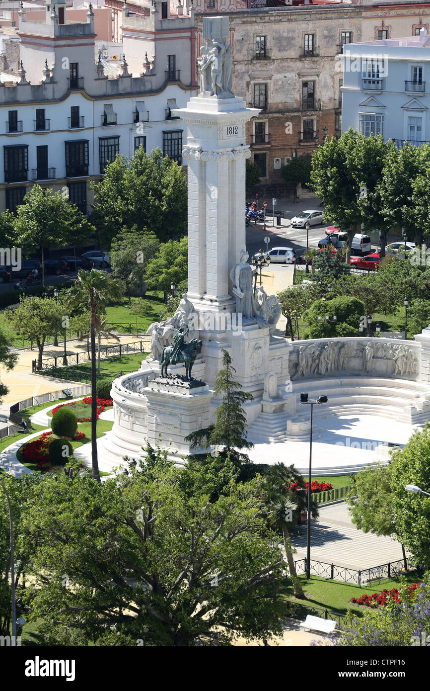Von Cadiz, Spanien. Denkmal der Verfassung befindet sich in der Plaza de Espana. Stockfoto