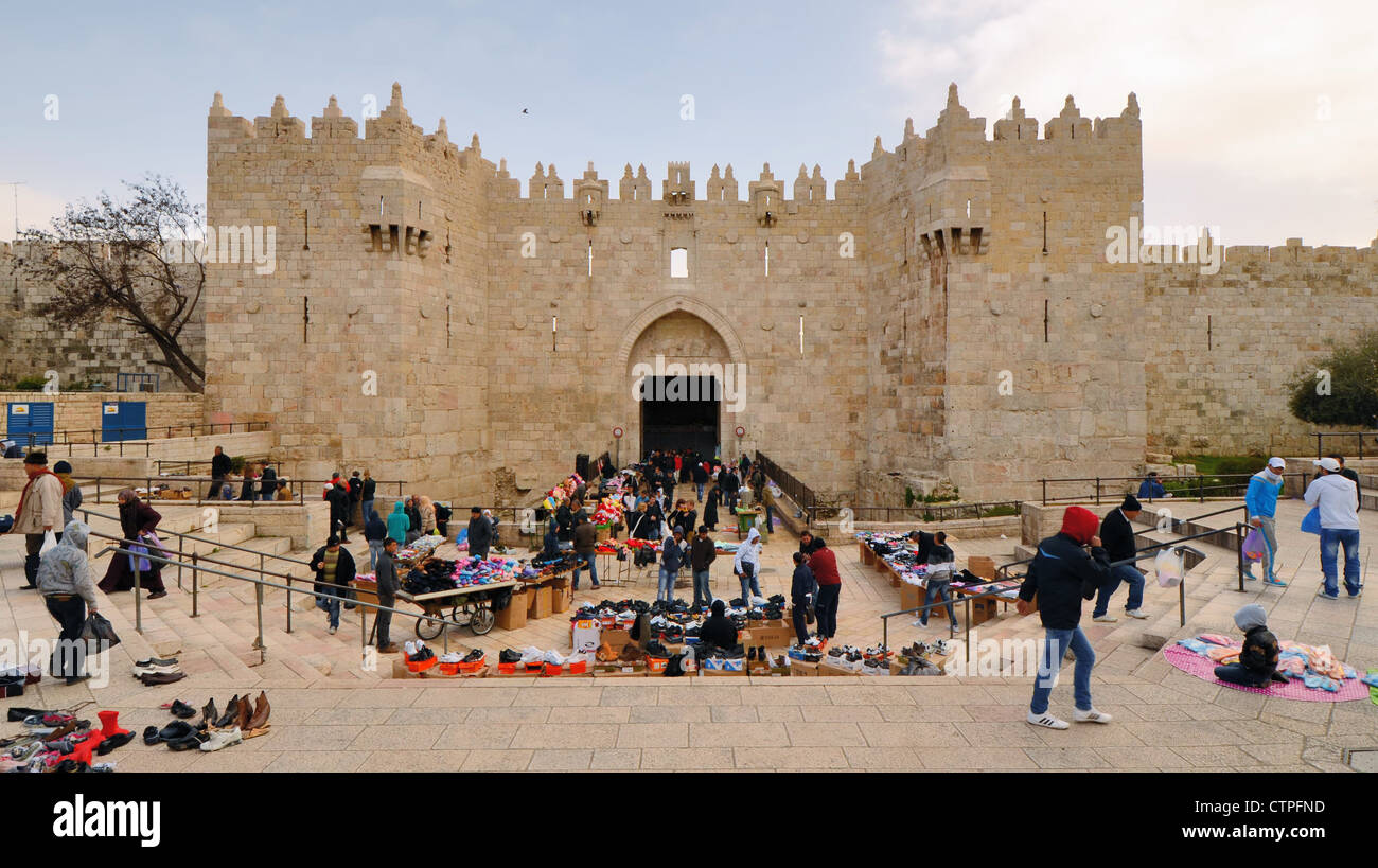 Jerusalem, Israel an Demascus Tor. Stockfoto