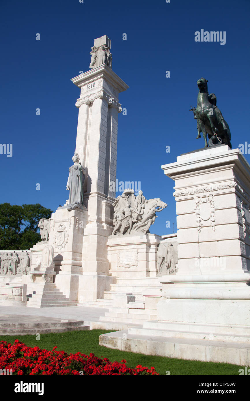 Von Cadiz, Spanien. Denkmal der Verfassung befindet sich in der Plaza de Espana. Stockfoto