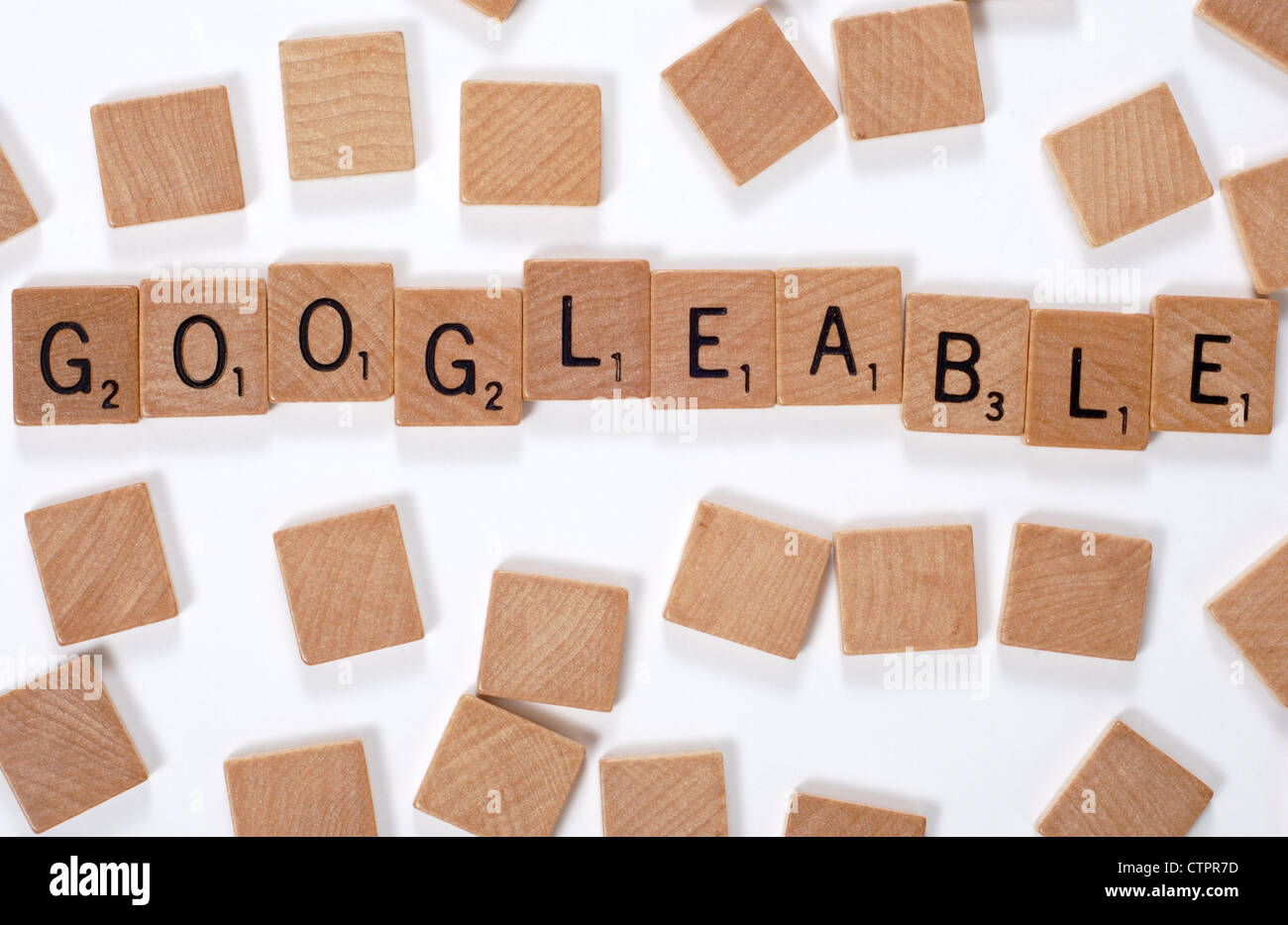 Neues Wort aus einem Wörterbuch: Googlebar, ausgeschrieben mit Holzfliesen Stockfoto