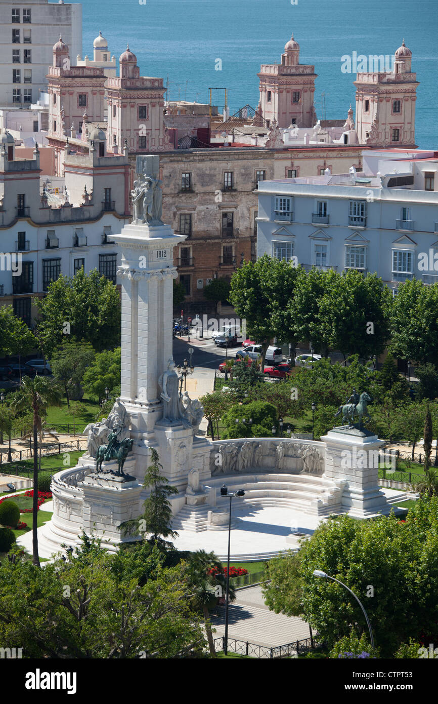 Von Cadiz, Spanien. Denkmal der Verfassung befindet sich in der Plaza de Espana. Stockfoto