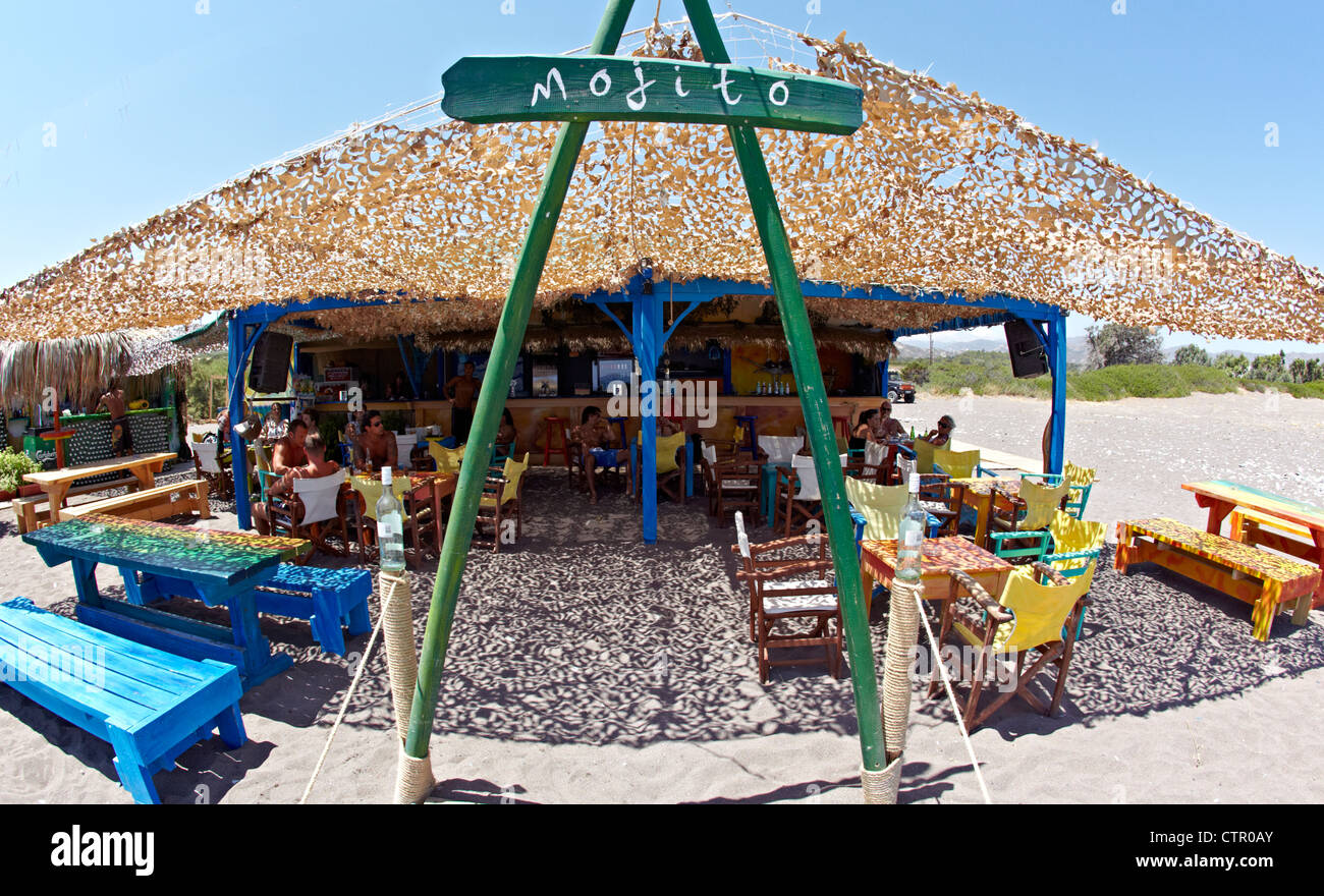 Beach Bar Mojito Beach Rhodos griechische Inseln Griechenland Stockfoto
