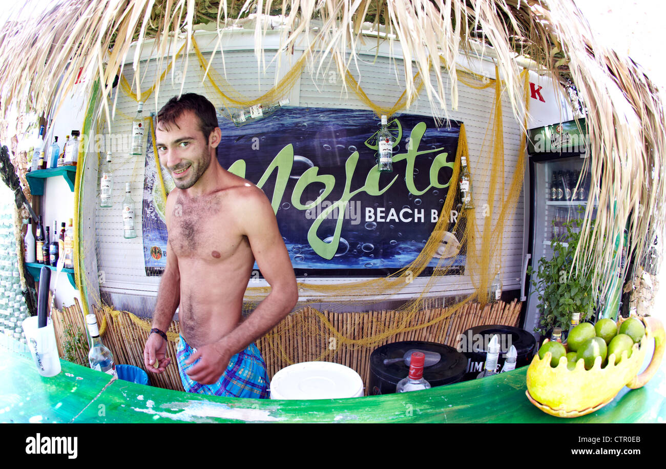 Beach Bar Mojito Beach Rhodos griechische Inseln Griechenland Stockfoto