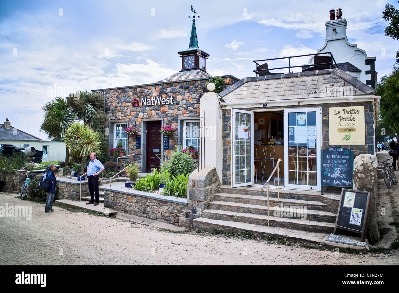 NatWest Bank und Café auf Sark Insel UK Stockfoto