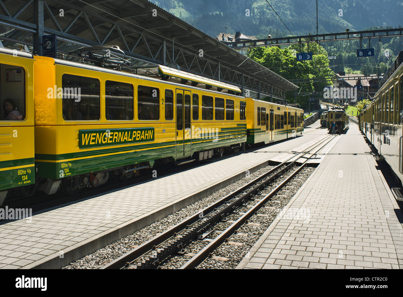 Bahnhof in Wengen Berner Oberland Schweiz Europa Stockfoto