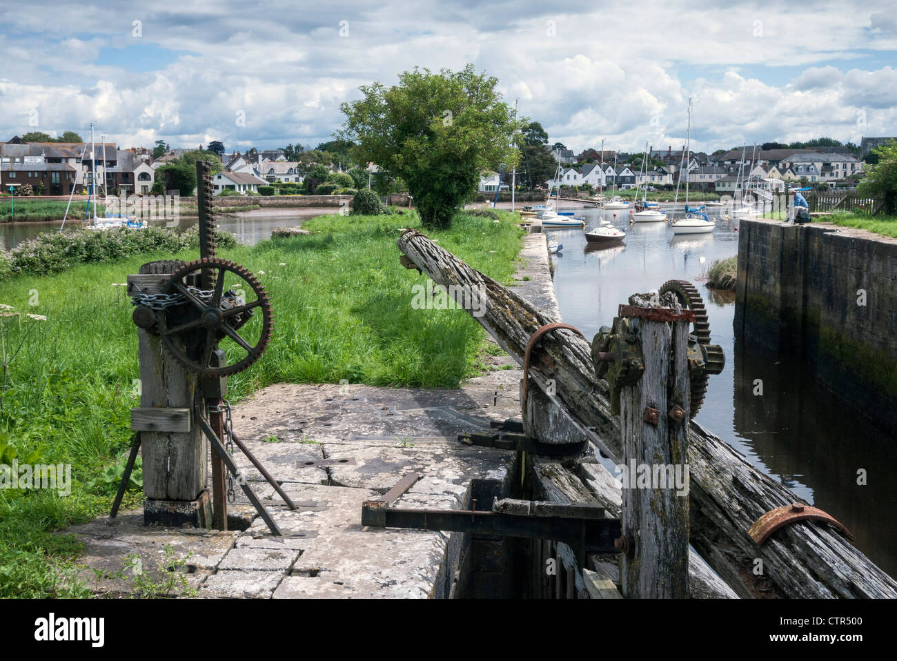 Gatter verriegeln, Exeter Ship Canal, Bath, South Devon, England, Großbritannien Stockfoto