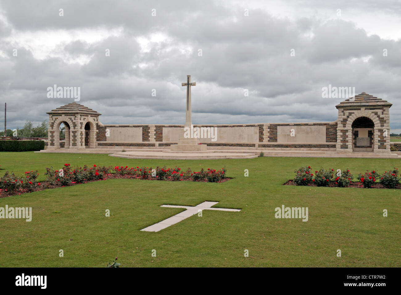 Die einzigartige und wunderschöne V.C. Ecke Australian Friedhof und Denkmal, in der Nähe von Fromelles, Frankreich. Stockfoto