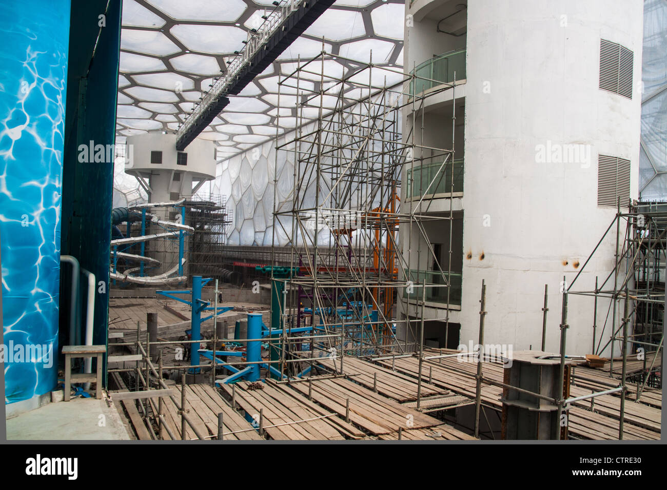 Beijing National Aquatics Center im Bau Stockfoto