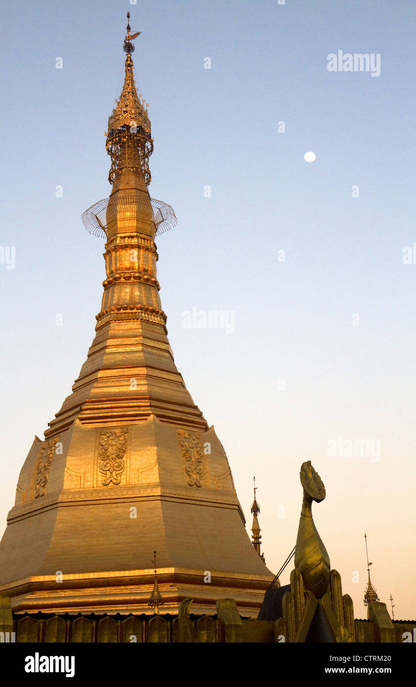 Sule Paya befindet sich im Herzen der Innenstadt (Rangoon) Yangon, Myanmar (Burma). Stockfoto