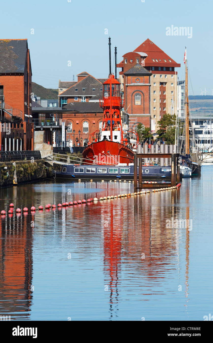 Feuerschiff-91, 'Helwick', schwimmende Museum Ausstellung in Swansea Marina, Glamorgan, Wales Stockfoto