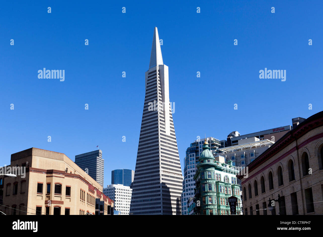 Columbus Tower und Transamerica Tower, San Francisco Stockfoto
