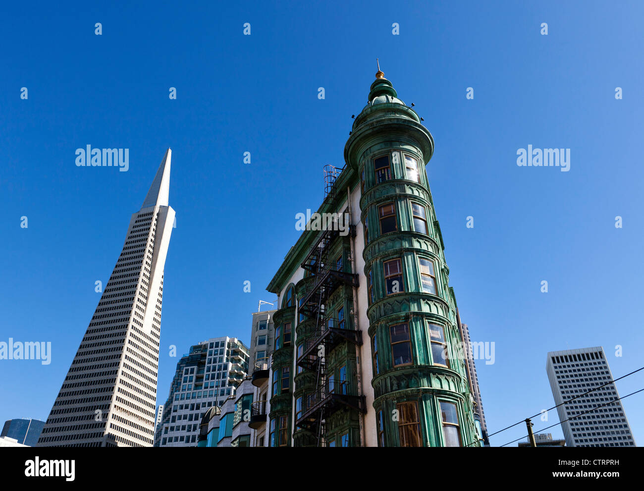 Columbus Tower und Transamerica Tower, San Francisco Stockfoto