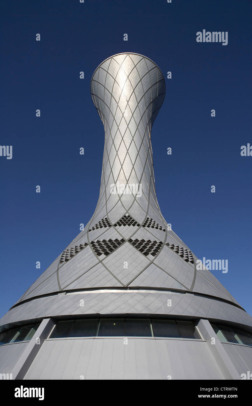Traffic Control Tower Stand-alone Luftaufnahme von Basis Stockfoto
