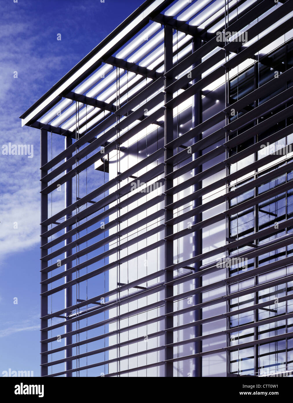 Hauptstadt einer Außenaufnahme, Loxley Haus - Detail der Verglasung/Fassade Stockfoto