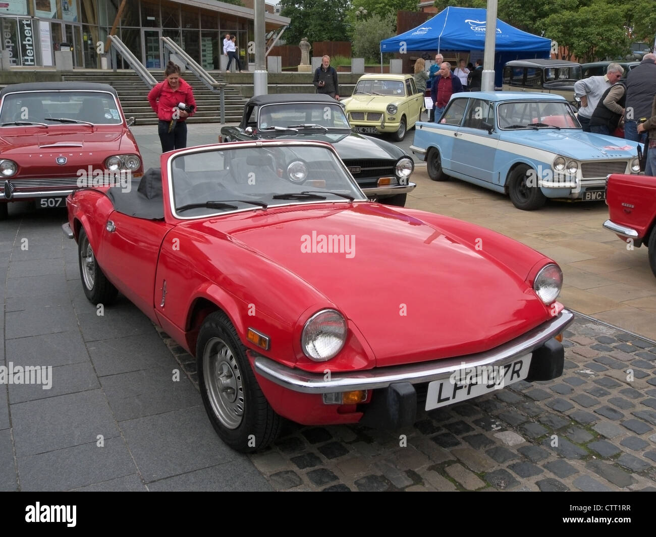 Ein 70er Jahre Triumph Spitfire zwei Sitzer Sportwagen-Klassiker Stockfoto
