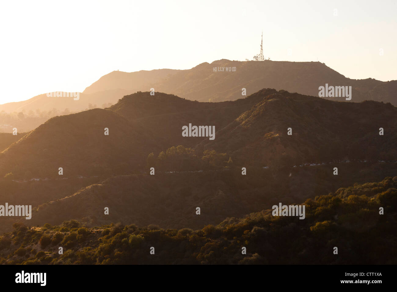 Holywood Hügel bei Sonnenuntergang, LA Stockfoto