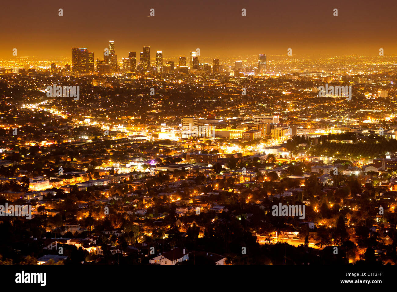 Nacht-Blick über Los Angeles, Kalifornien Stockfoto