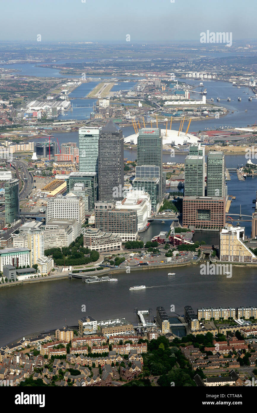 Canary Wharf aus der Luft. Stockfoto
