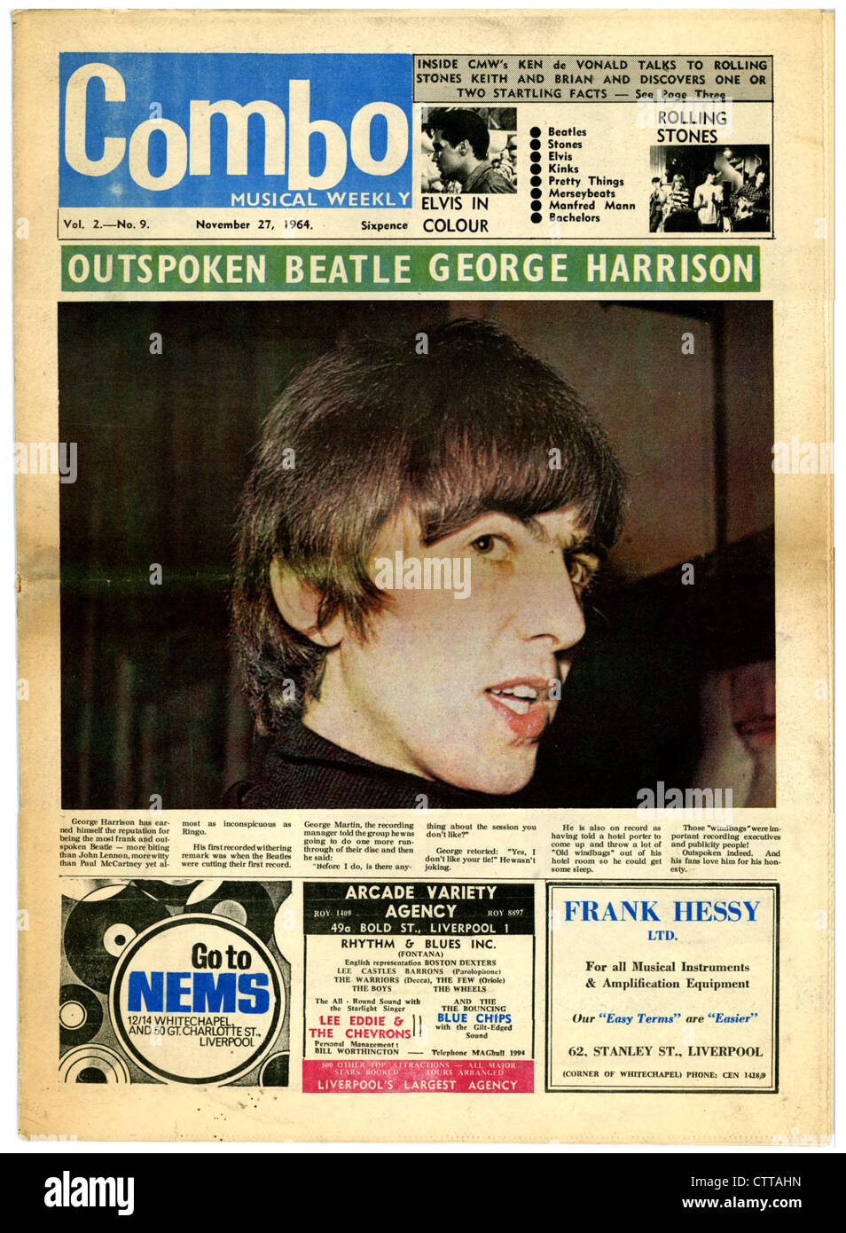 000944 - Combo Musik Zeitung mit George Harrison auf der Abdeckung vom 27. November 1964 Stockfoto