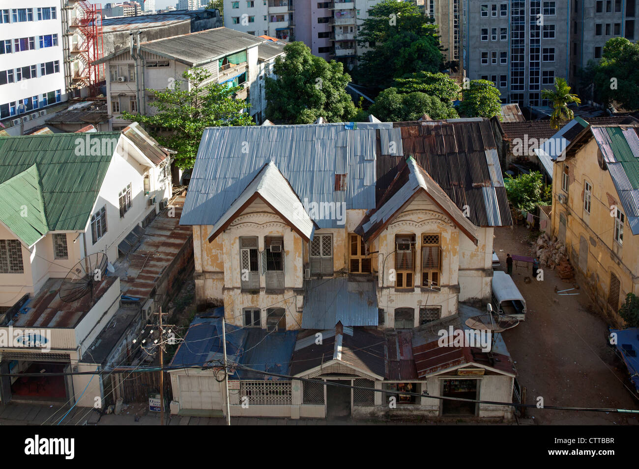 Wohnstraße, Yangon, Myanmar Stockfoto