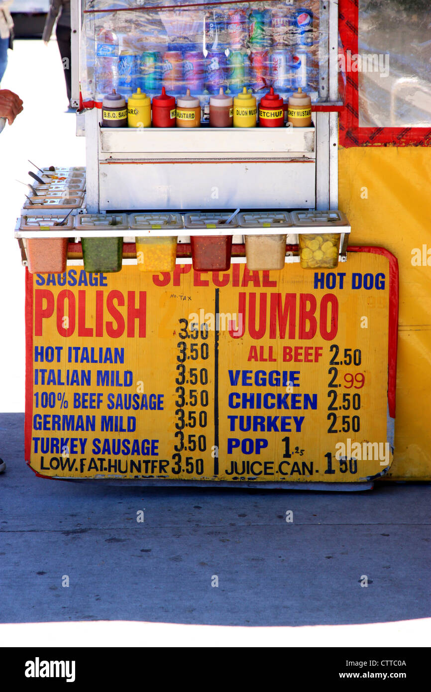 Hot-Dog Standbeschriftung Stockfoto
