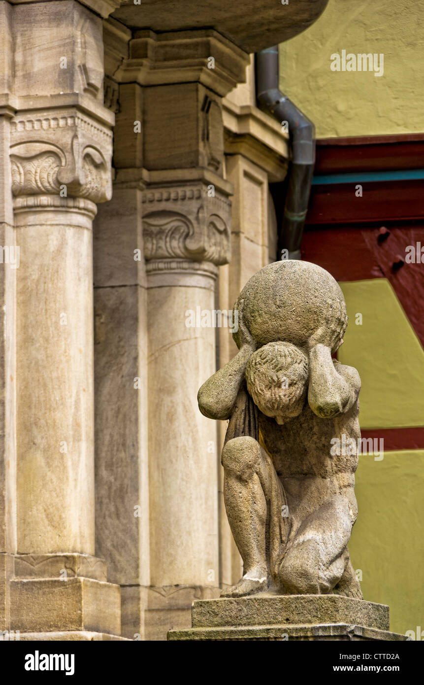 Atlas trägt die Welt, Tübingen, Deutschland, Europa. Stockfoto