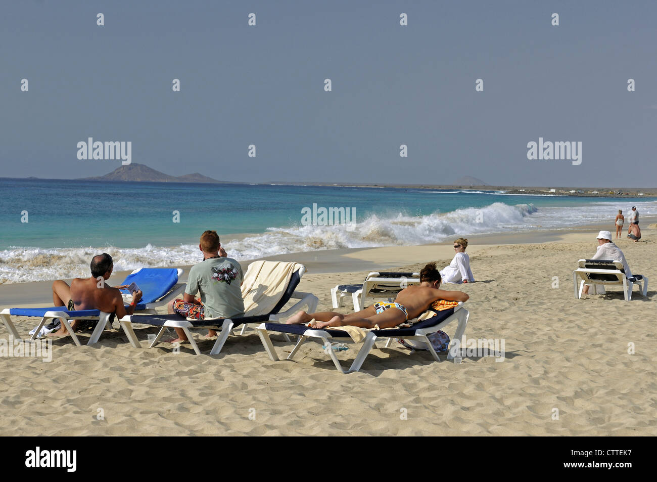 Strand vor dem Hotel Rui Funana Santa Maria Insel Sal-Kap Verden Stockfoto