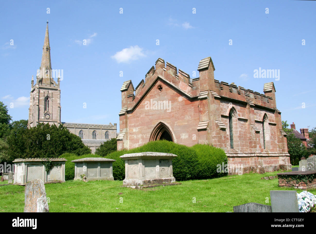 Str. Andrews Kirche und Sandys Grabkapelle Ombersley Worcestershire England UK Stockfoto