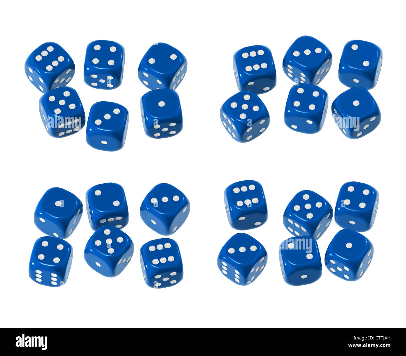 Würfel-Set - blaue Würfel Zahlen Stockfoto