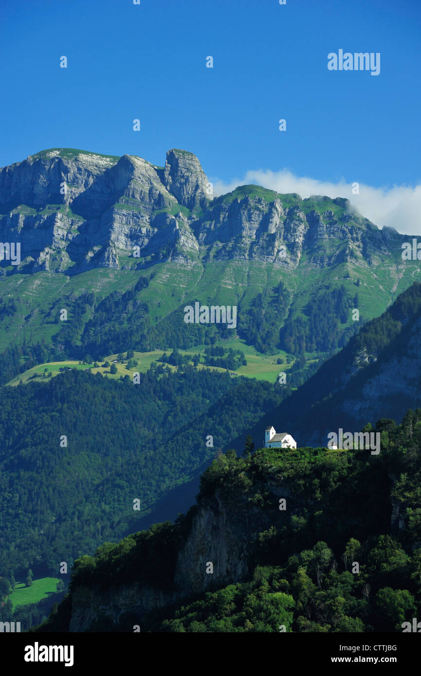 Die Hinterrugg (oder Hinderrugg) ist der höchste Berg der Churfirsten Gruppe, in die Appenzeller Alpen Stockfoto