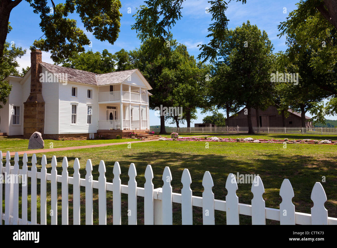 "Weißes Haus am Fluss" Grünspan "," Geburtsort der amerikanischen Humoristen Will Rogers. Nur zur redaktionellen Verwendung. Stockfoto