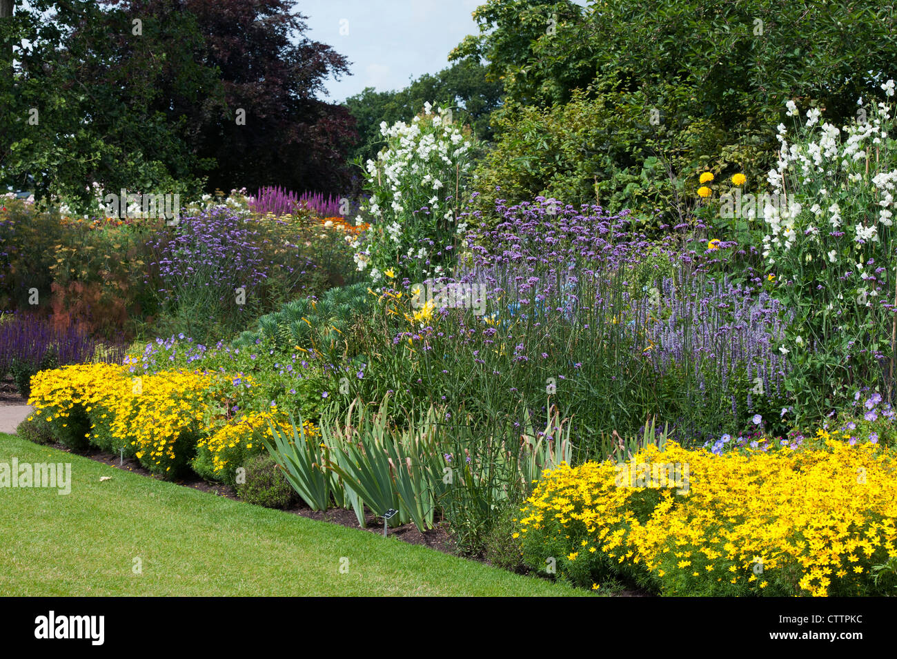 Lange Grenze an der RHS Wisley Gardens. Surrey, England Stockfoto