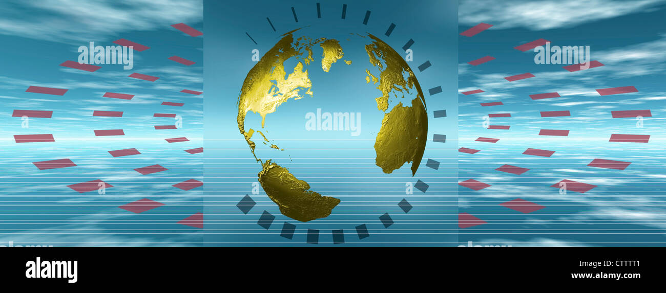 Weltkugel Mit Weitem Wolkenhimmel komponieren Stockfoto