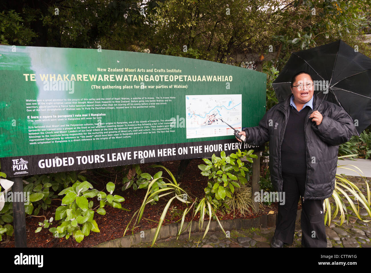 Te Puia geothermische Gebiet, Rotorua, Neuseeland - Zunge verdrehen Ortsname Stockfoto